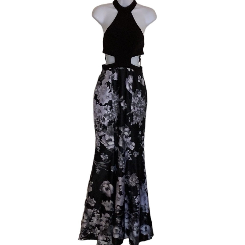 Blondie Nite Prom/Party, 🔥Dress, NWT black, gray/silver floral bottom, size 1